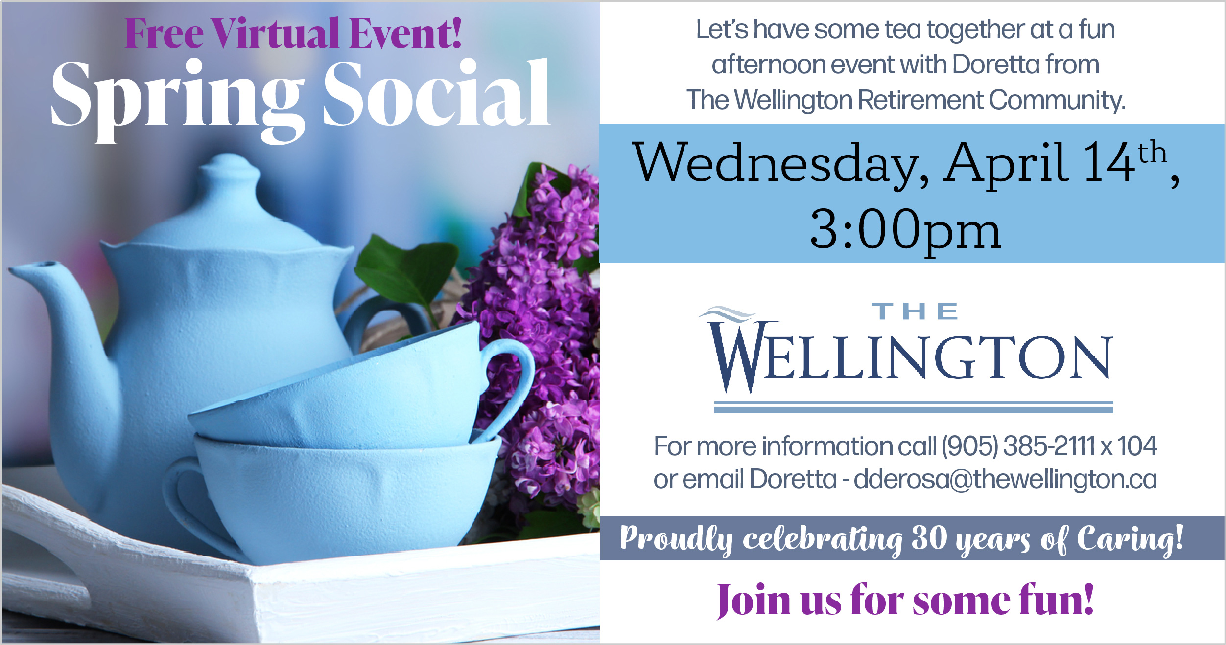Wellington Retirement Residence Virtual Tea invitation